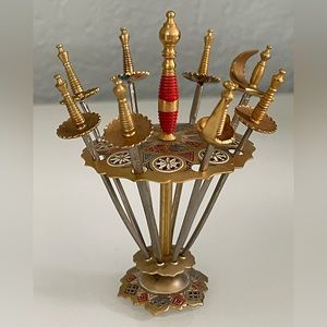1960s Vintage Spanish Toledo Brass
Sword Cocktail Skewers Food ...